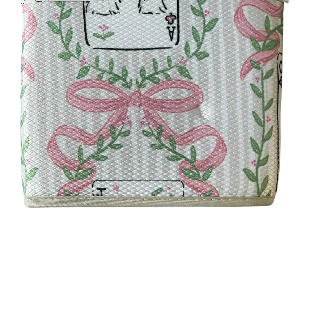 ENVOGUE Kitchen Dish Drying Mat 16x22 Set of 2 Pink Bows & Posh Dogs NEW
